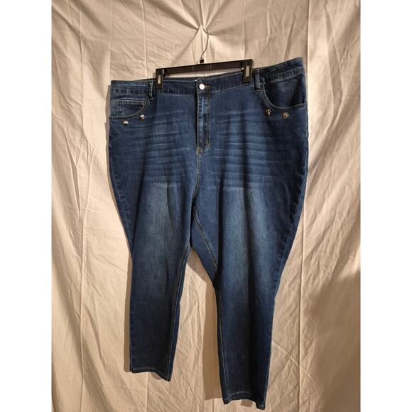 Agnes Orinda Blue Denim Jeans Stretch Comfort Size 4X (46”W x 27”L) - Picture 2 of 11